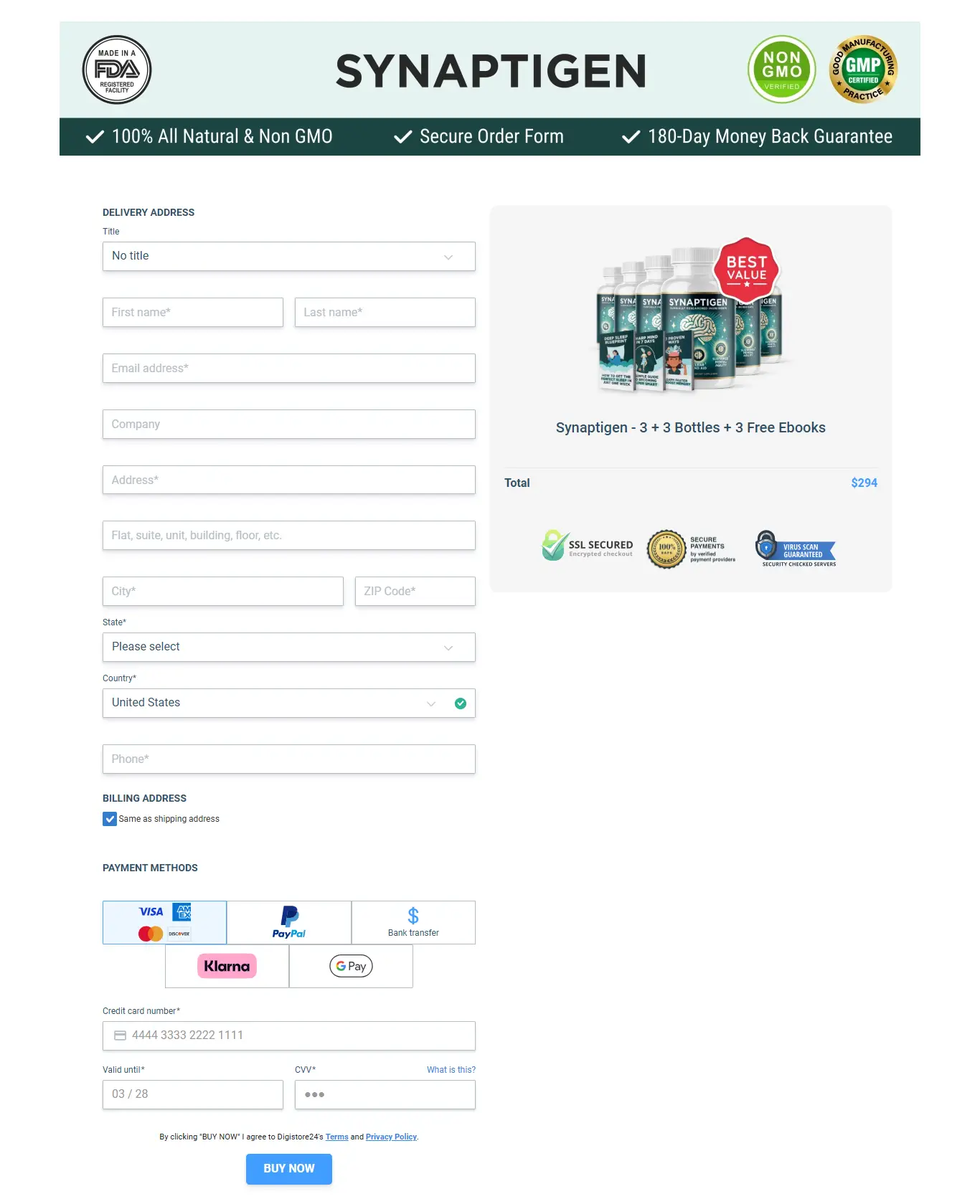 Synaptigen Payment Option
